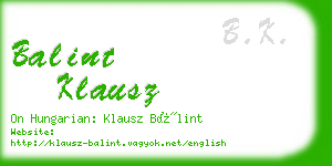 balint klausz business card